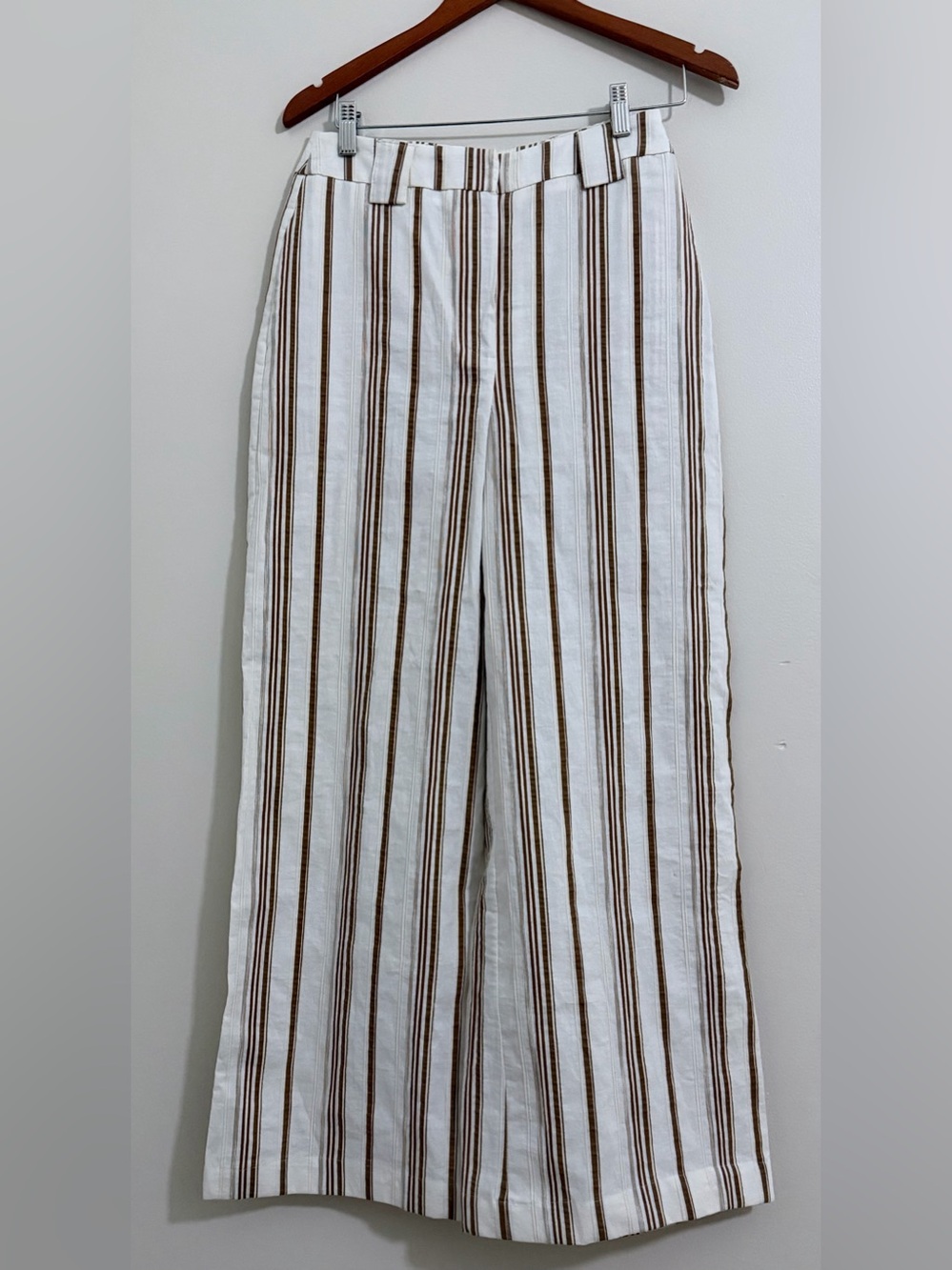 Anthropologie B.YU Made In Italy Striped Wide Leg Quiet Luxury Pants Size S